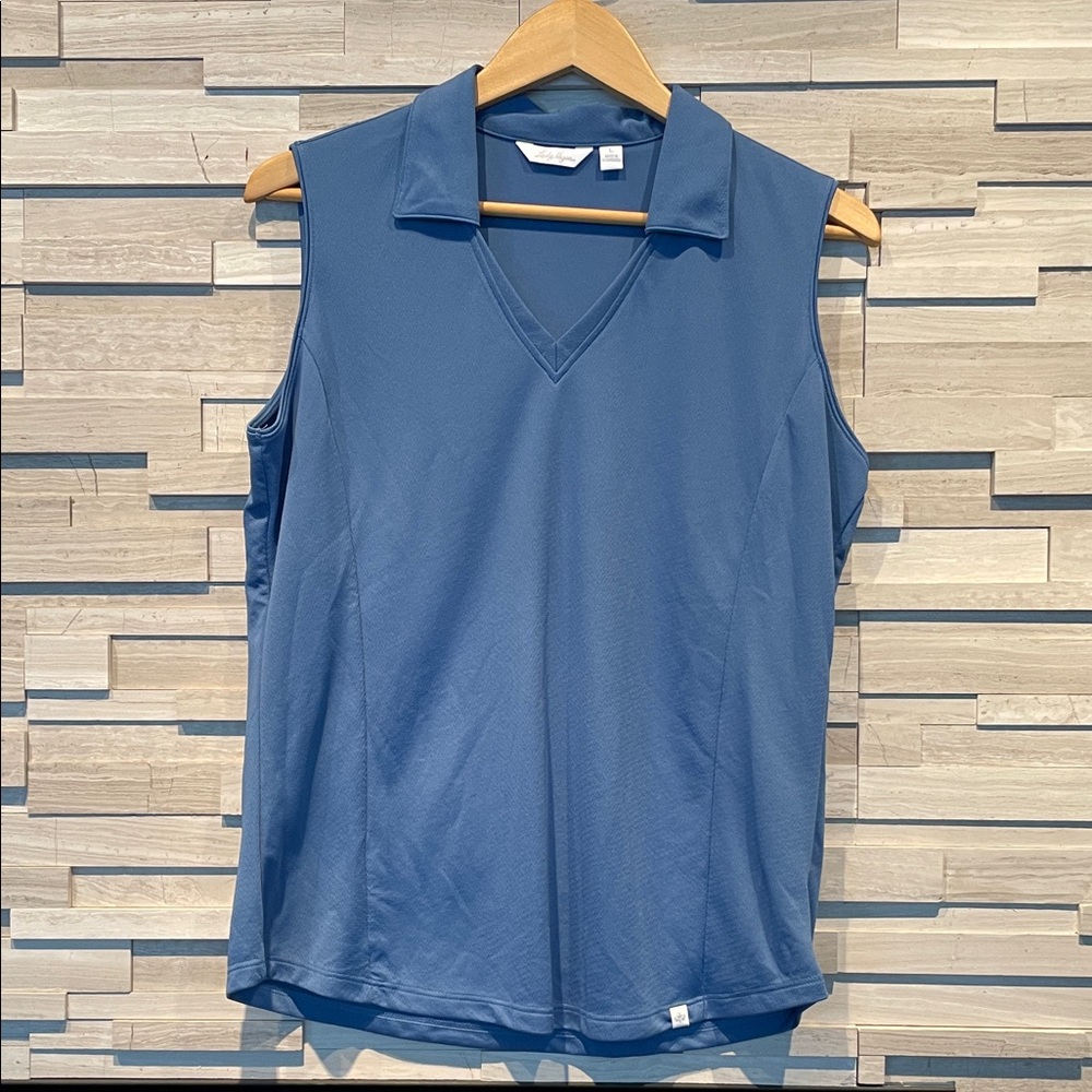 NWOT - Lady Hogan Women's Blue Sleeveless Golf Polo Top - size L